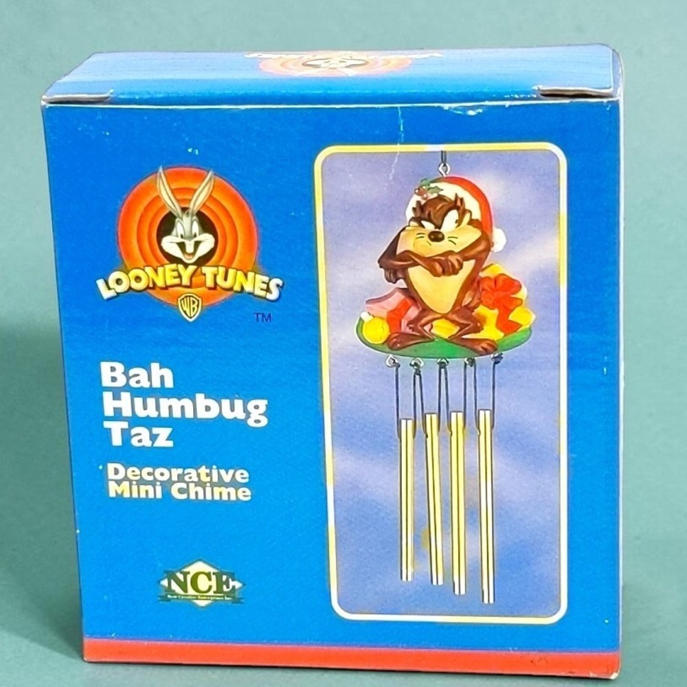 VTG 1996 Looney Tunes Bah Humbug Taz Decorative Mini Chime Xmas Ornament NIB 90s